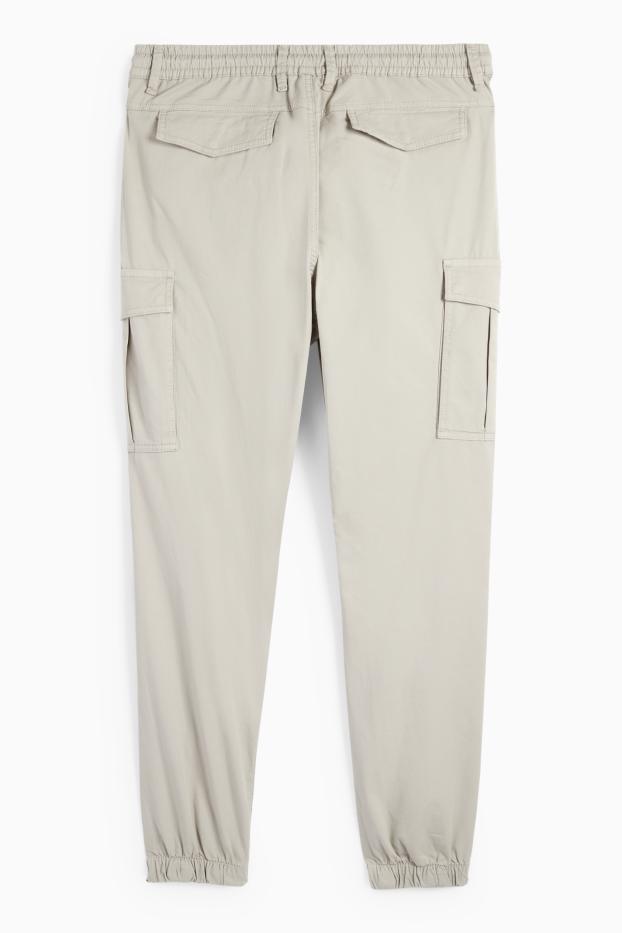 Men - Cargo trousers - tapered fit - light gray