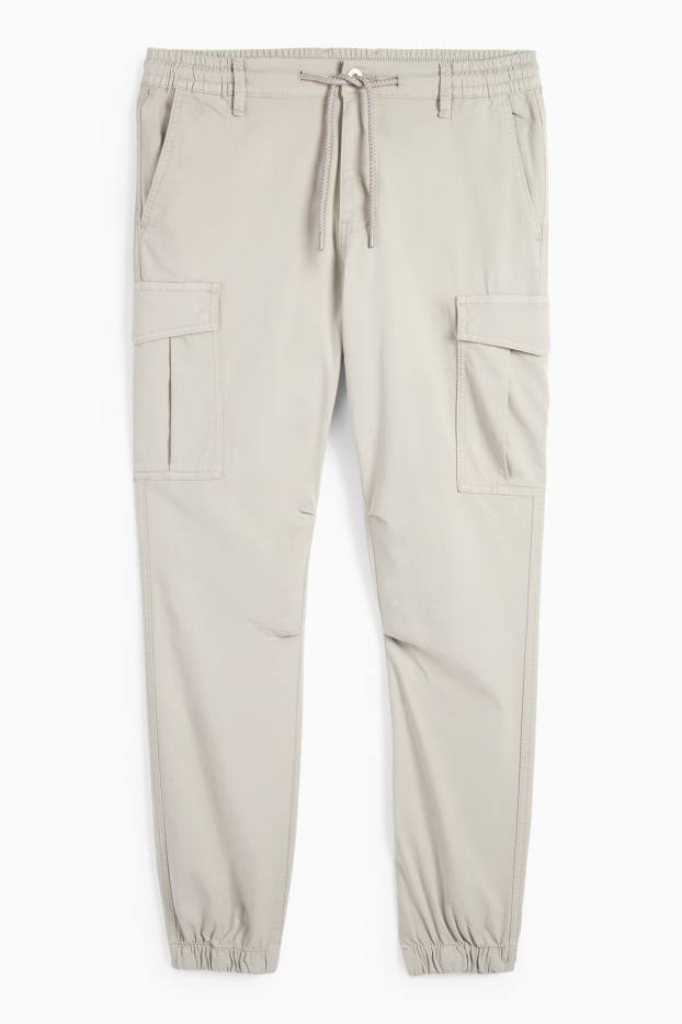 Men - Cargo trousers - tapered fit - light gray