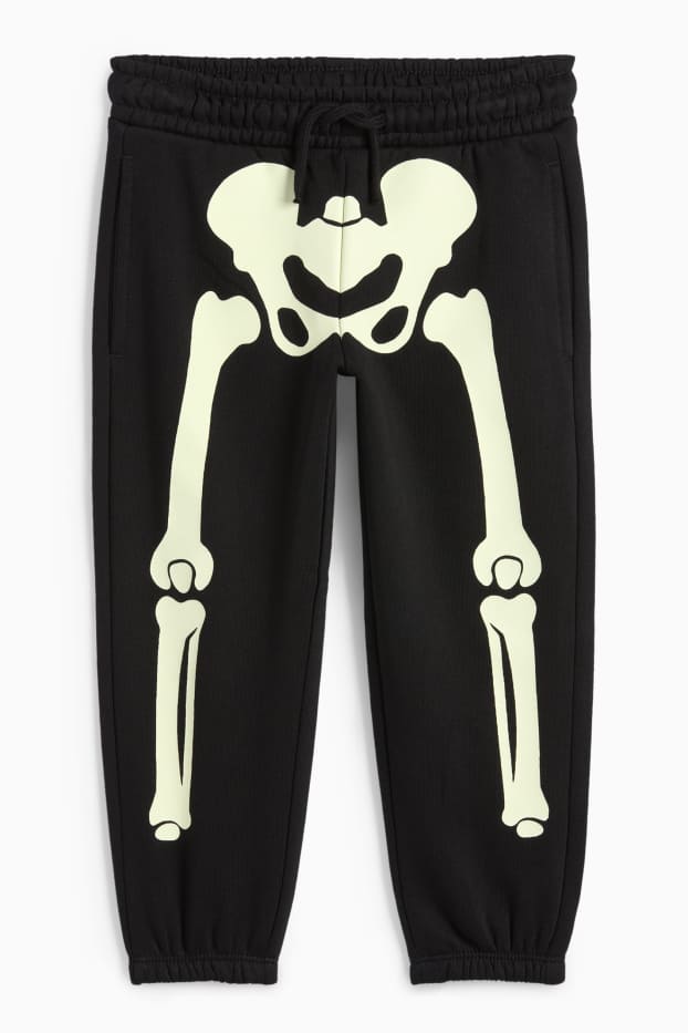 Kinderen: jongens - Skelet - joggingbroek - glow in the dark - zwart