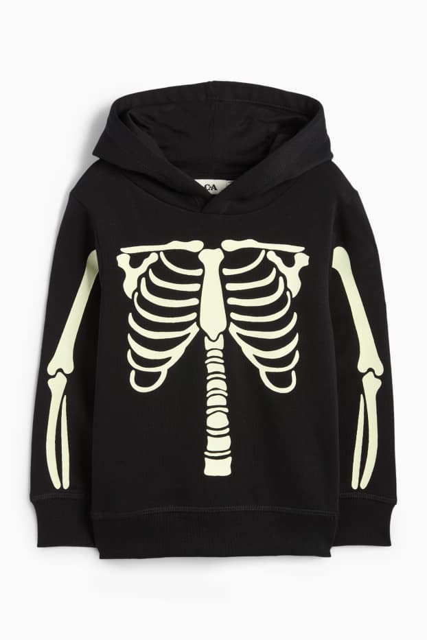 Bambini - Scheletro - felpa con cappuccio - Glow in the dark - nero