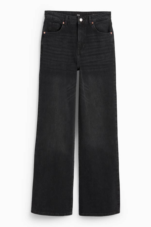 Mujer - Wide leg jeans - high waist - negro