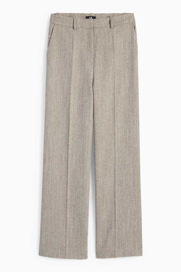 Donna - Pantaloni business - vita media - relaxed fit - fantasia - beige