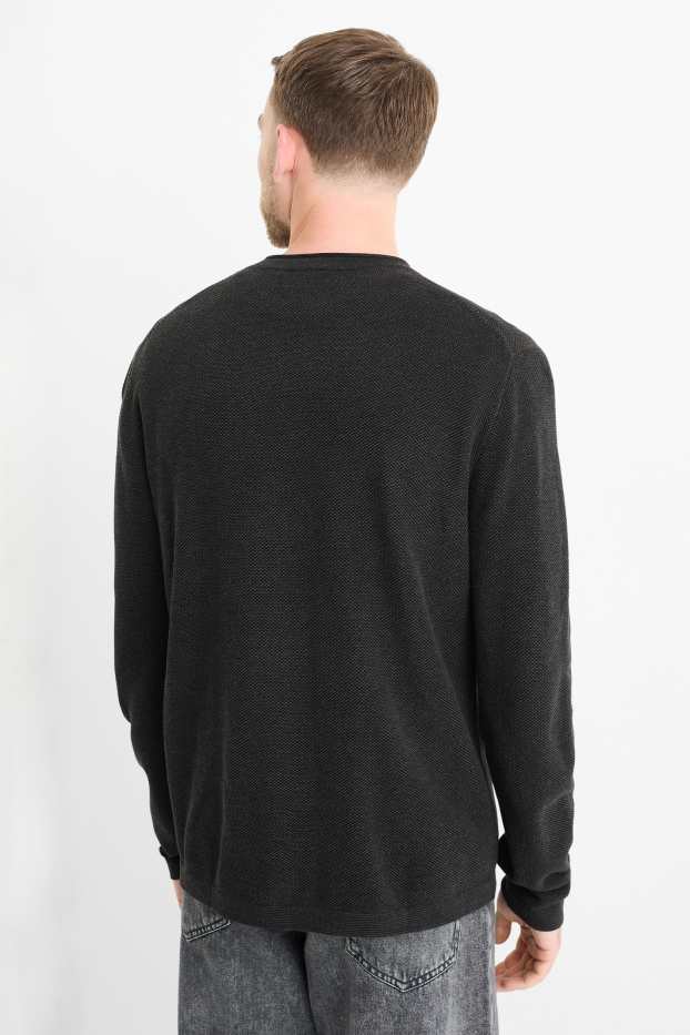Herren - Pullover - strukturiert - schwarz
