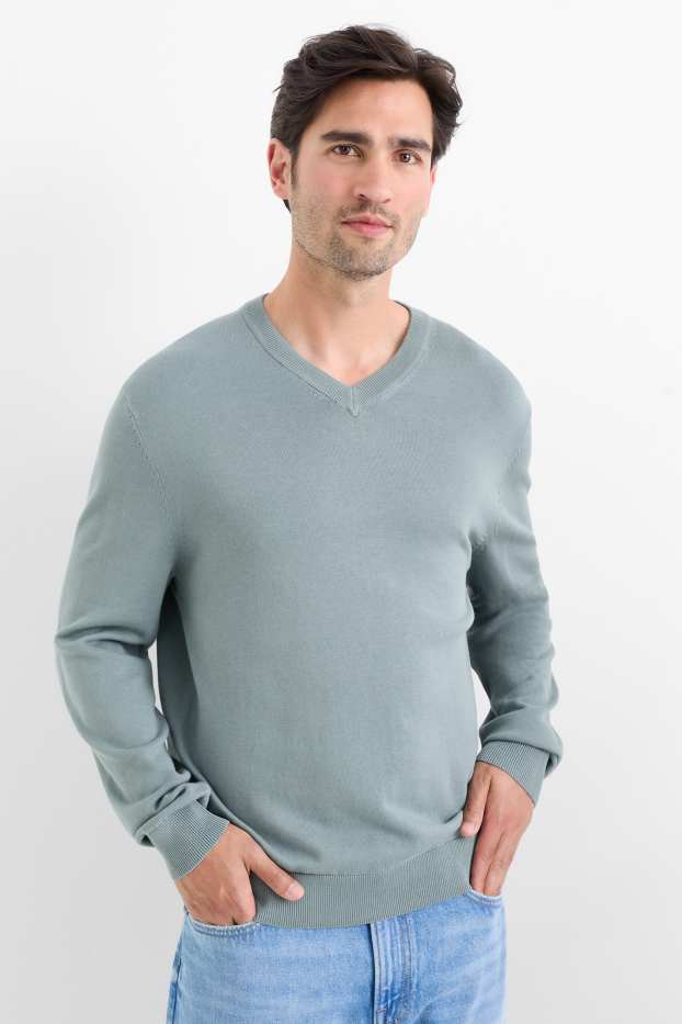 Hommes - Pull en maille fine - gris clair
