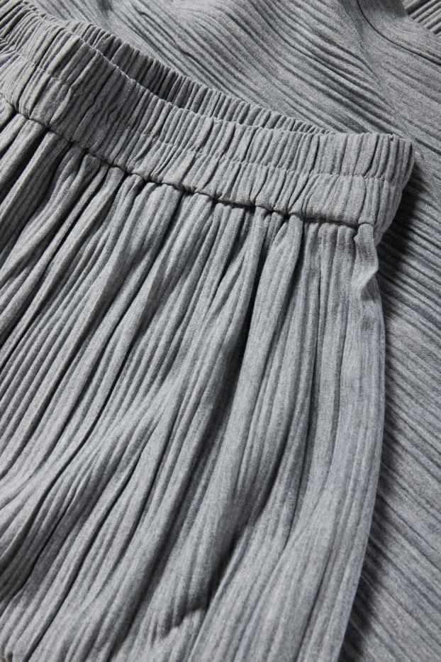 Donna - Pantaloni plissettati - vita alta - gamba larga - grigio