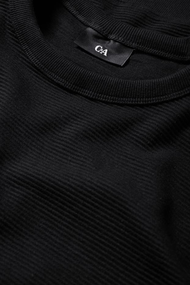 Herren - Sweatshirt - gerippt - schwarz