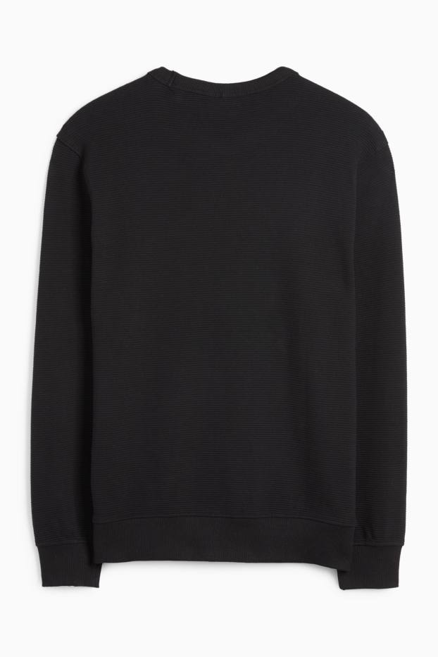 Herren - Sweatshirt - gerippt - schwarz