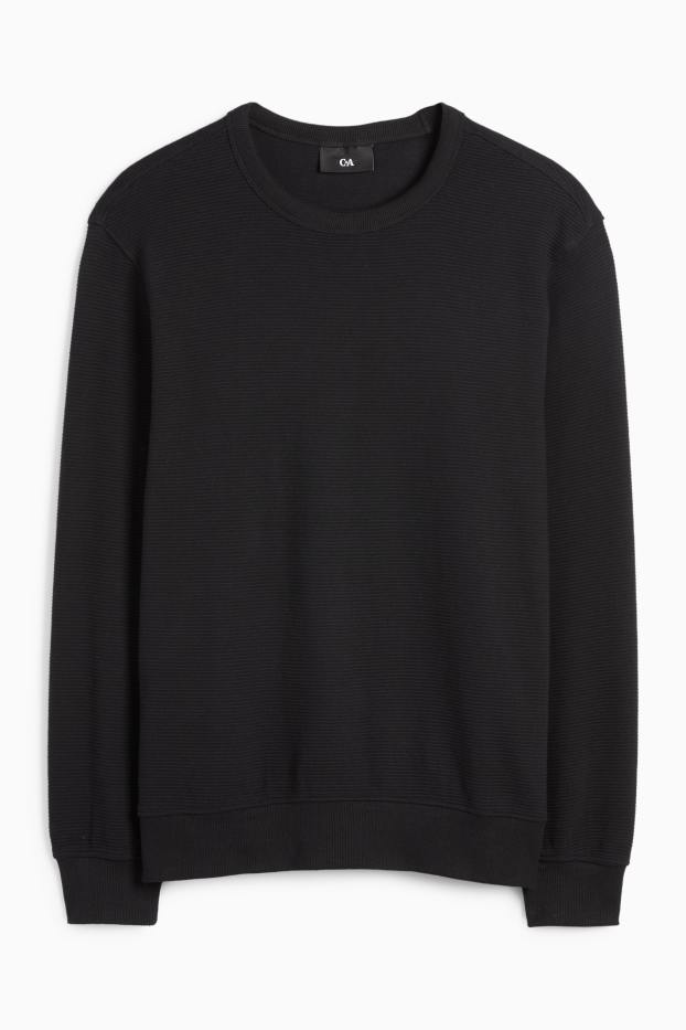 Herren - Sweatshirt - gerippt - schwarz