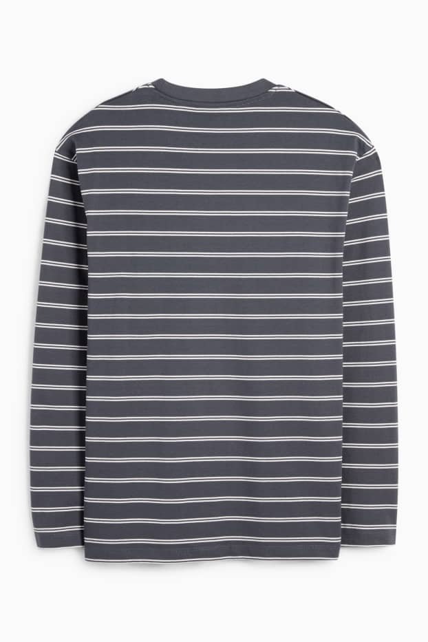 Bărbați - Tricou cu mânecă lungă - cu dungi - gri