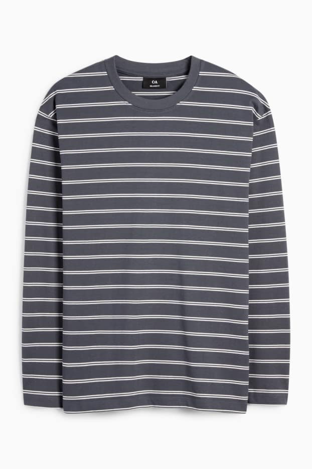 Bărbați - Tricou cu mânecă lungă - cu dungi - gri
