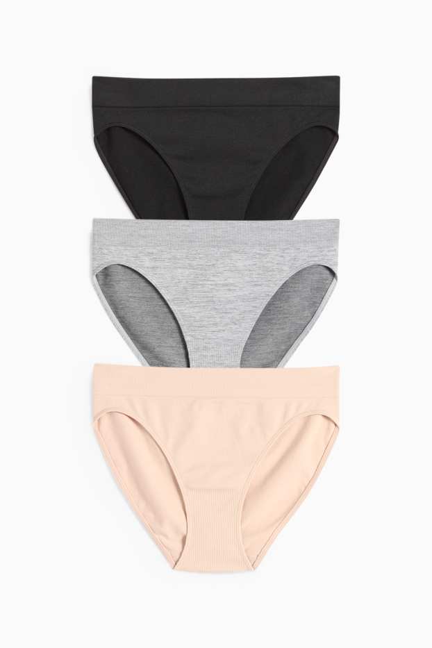 Dames - Set van 3 - slip - naadloos - licht beige