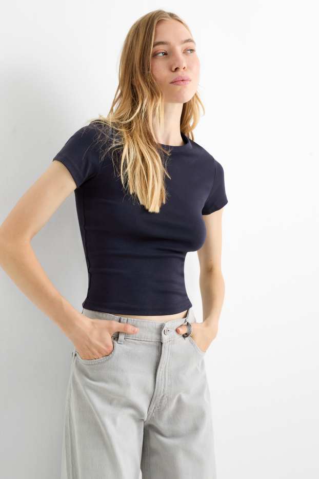 Damen - T-Shirt - Slim Fit - dunkelblau