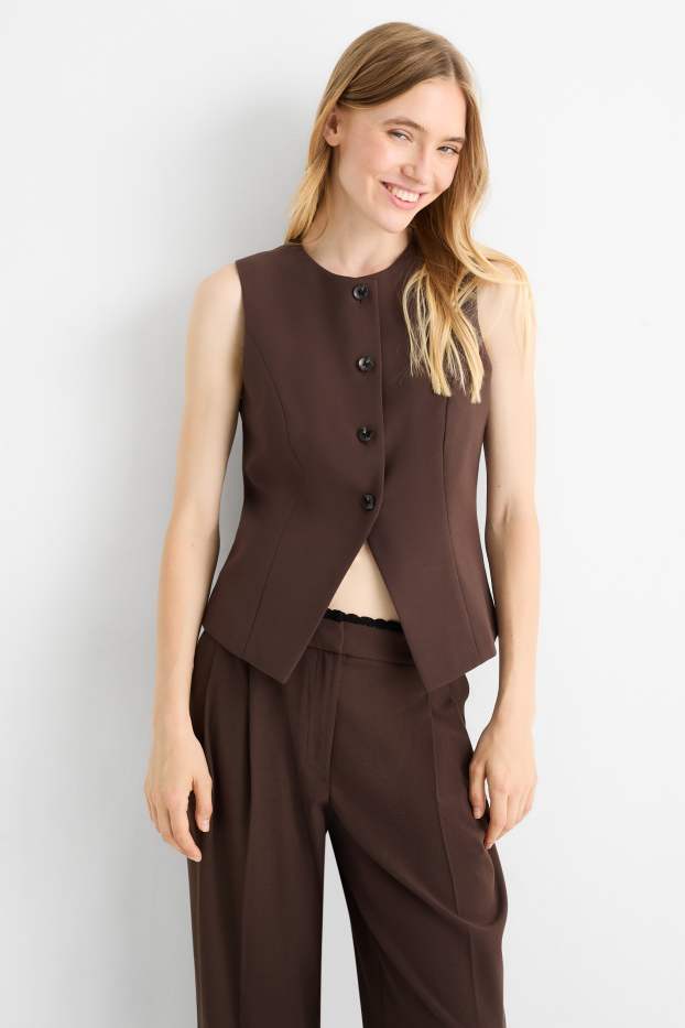 Damen - Weste - Tailored Fit - dunkelbraun