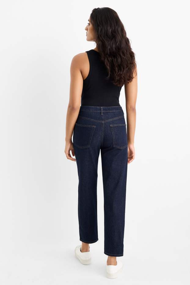 Femei - Mom jeans - talie înaltă - LYCRA® - denim-albastru închis
