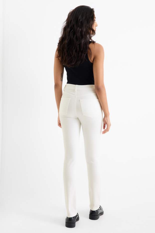 Women - Cloth trousers - high waist - slim fit - white