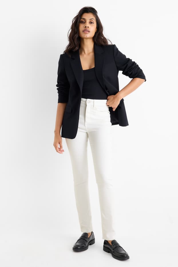 Women - Cloth trousers - high waist - slim fit - white