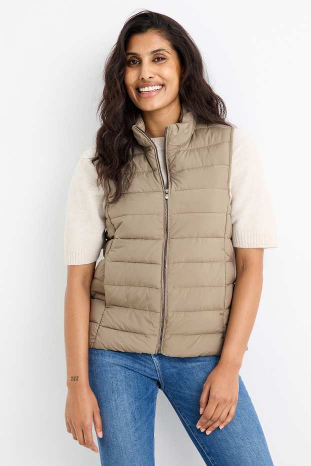 Women - Quilted gilet - light green