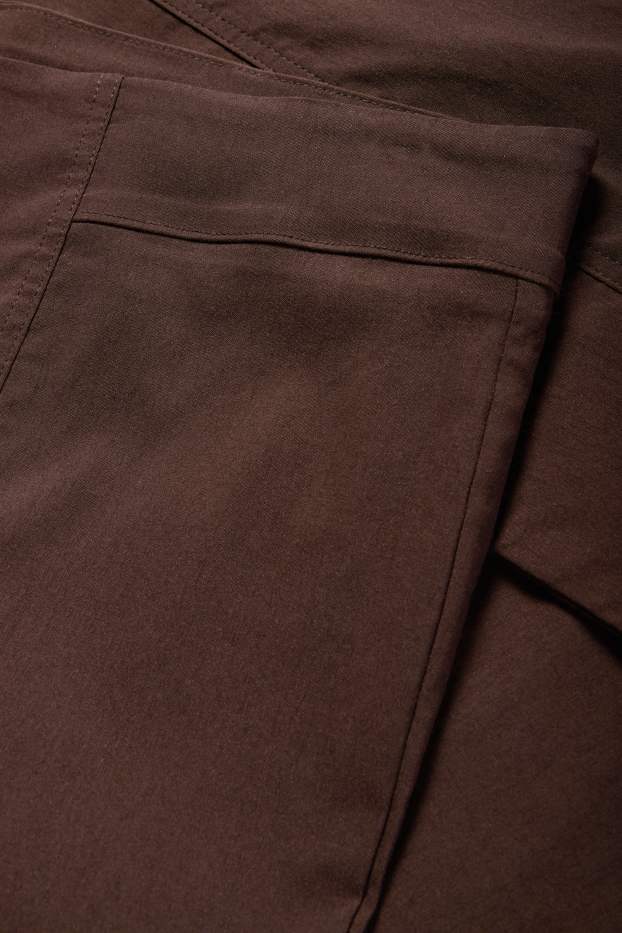 Femei - Pantaloni de stofă - talie înaltă - straight fit - LYCRA® - maro închis