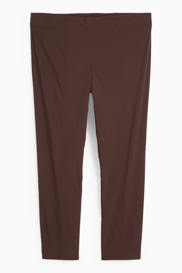 Femei - Pantaloni de stofă - talie înaltă - straight fit - LYCRA® - maro închis