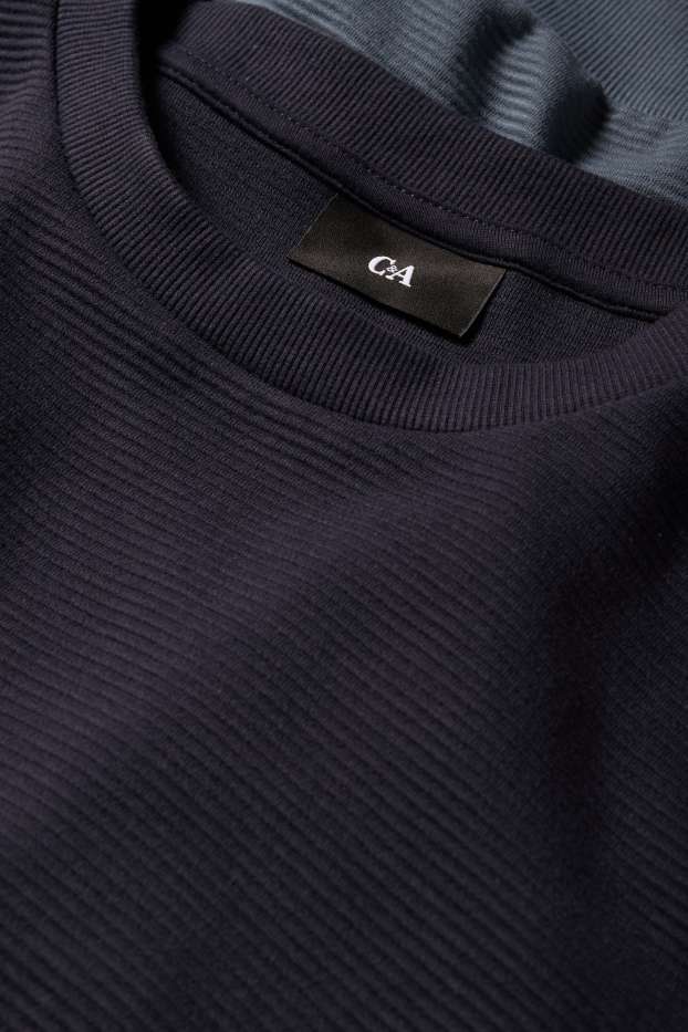 Herren - Sweatshirt - gerippt - gestreift - dunkelblau