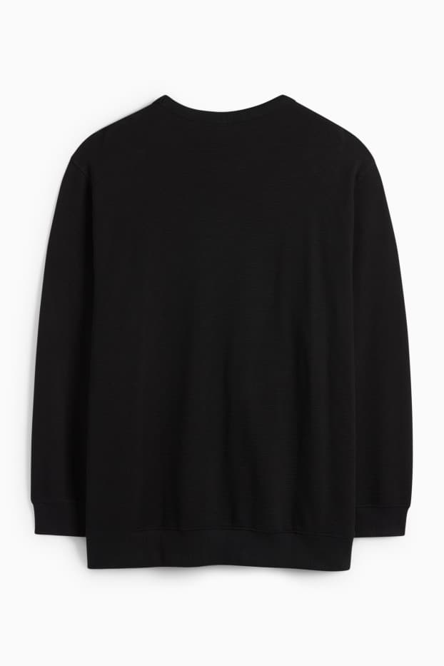 Herren - Sweatshirt - gerippt - schwarz
