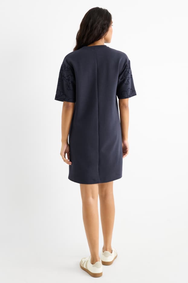 Damen - T-Shirt-Kleid - geblümt - dunkelblau