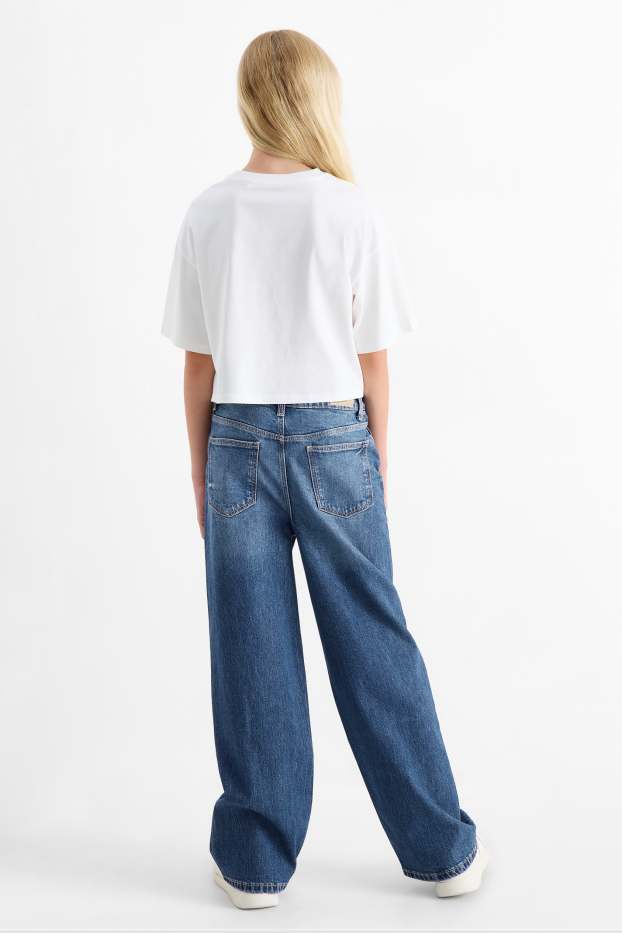 Copii - Fete - Wide leg jeans - denim-albastru