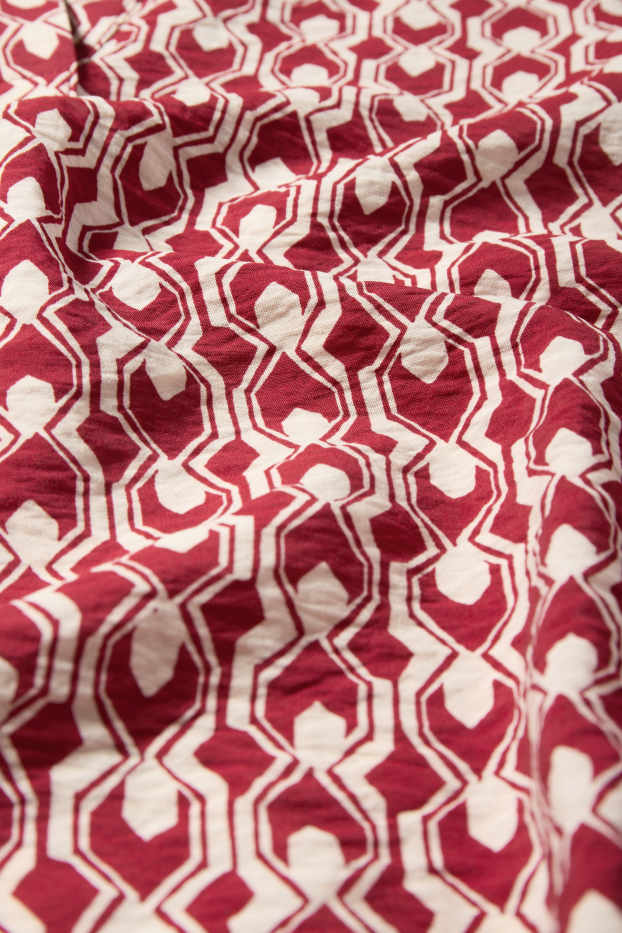 Femmes - Chemisier à encolure en V - à motif - rouge / beige