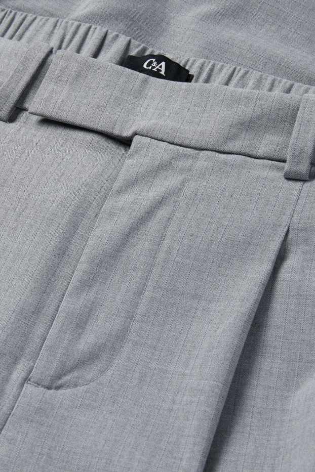 Dames - Business-broek - mid waist - relaxed fit - krijtstrepen - grijs