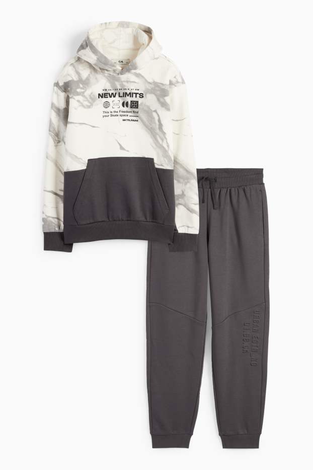 Kinder Buben - Set - Hoodie und Jogginghose - 2 teilig - dunkelgrau
