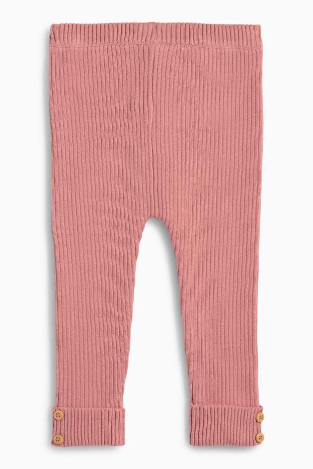 Baby Mädchen - Baby-Strick-Leggings - gerippt - dunkelrosa