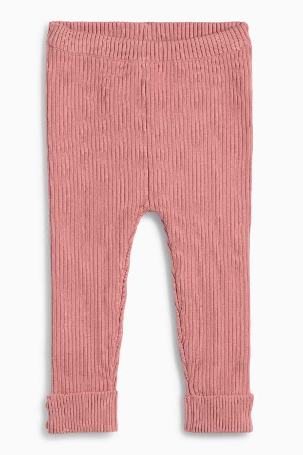 Baby Mädchen - Baby-Strick-Leggings - gerippt - dunkelrosa