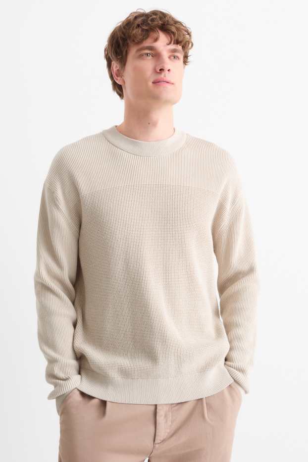 Herren - Pullover - strukturiert - beige