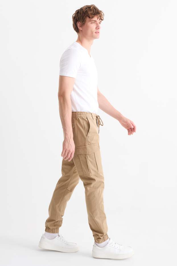 Hombre - Pantalón cargo - tapered fit - topo