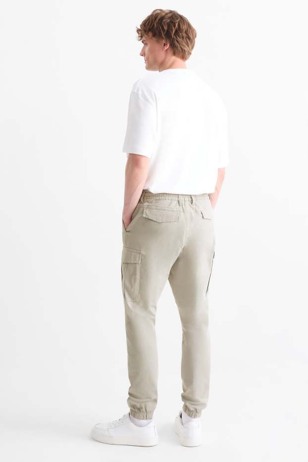 Men - Cargo trousers - tapered fit - light gray