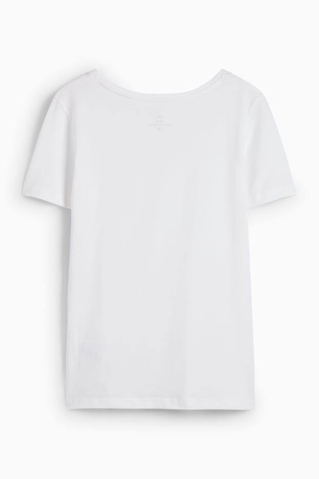 Femei - Tricou cu decolteu în V - slim fit - alb