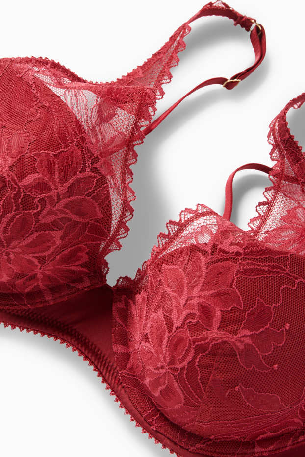 Dames - BH met beugels - PLUNGE - voorgevormd - donkerrood