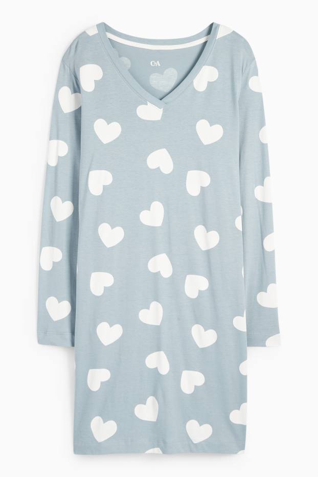 Donna - Camicia da notte - fantasia - azzurro