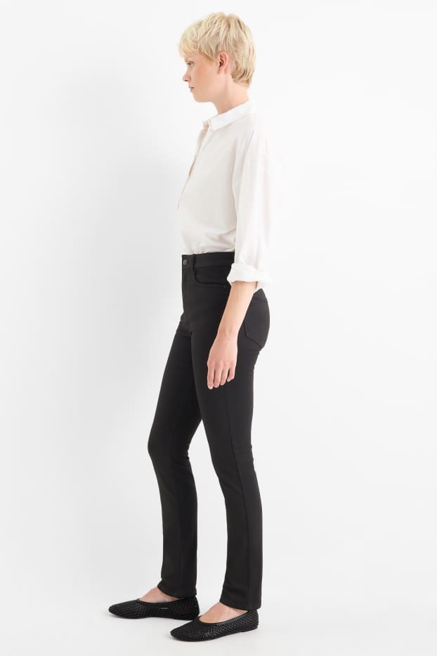 Dames - Pantalon - high waist - slim fit - zwart