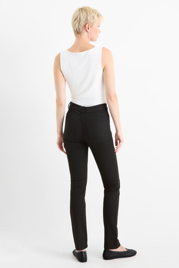 Dames - Pantalon - high waist - slim fit - zwart