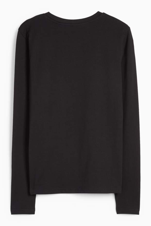 Mujer - Camiseta de manga larga - slim fit - negro