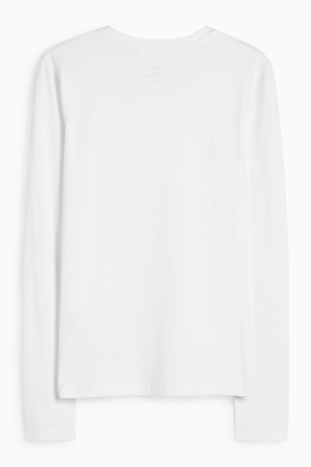 Mujer - Camiseta de manga larga - slim fit - blanco