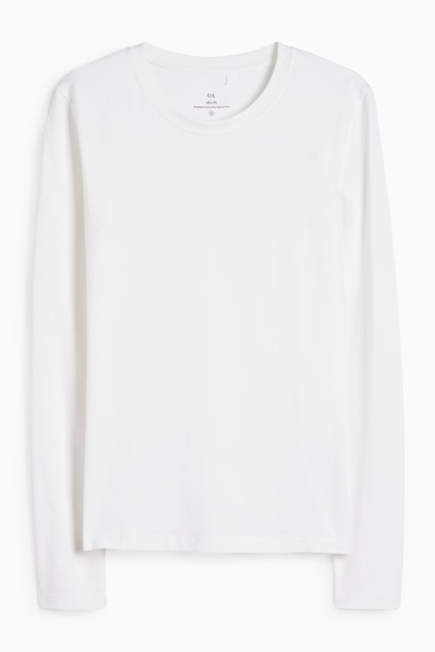 Mujer - Camiseta de manga larga - slim fit - blanco