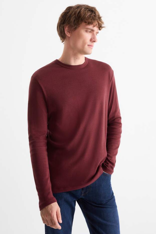 Herren - Langarmshirt - bordeaux