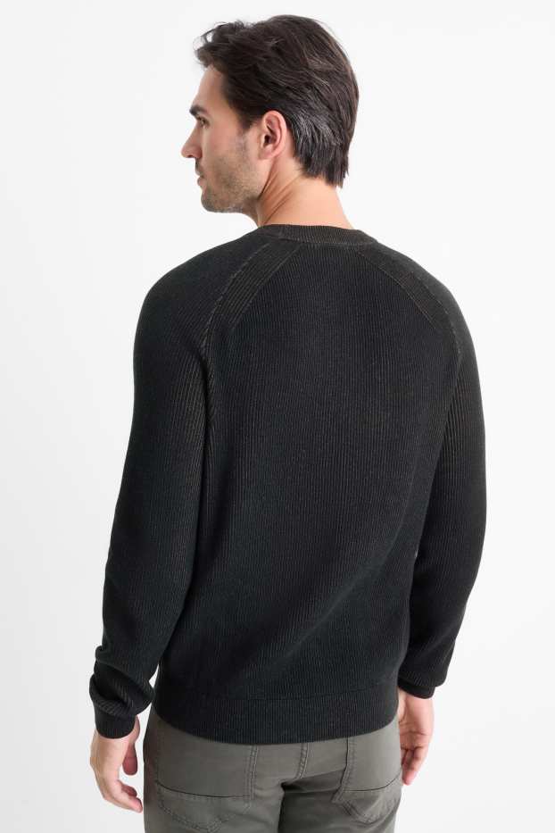 Men - Jumper - ribbed - black