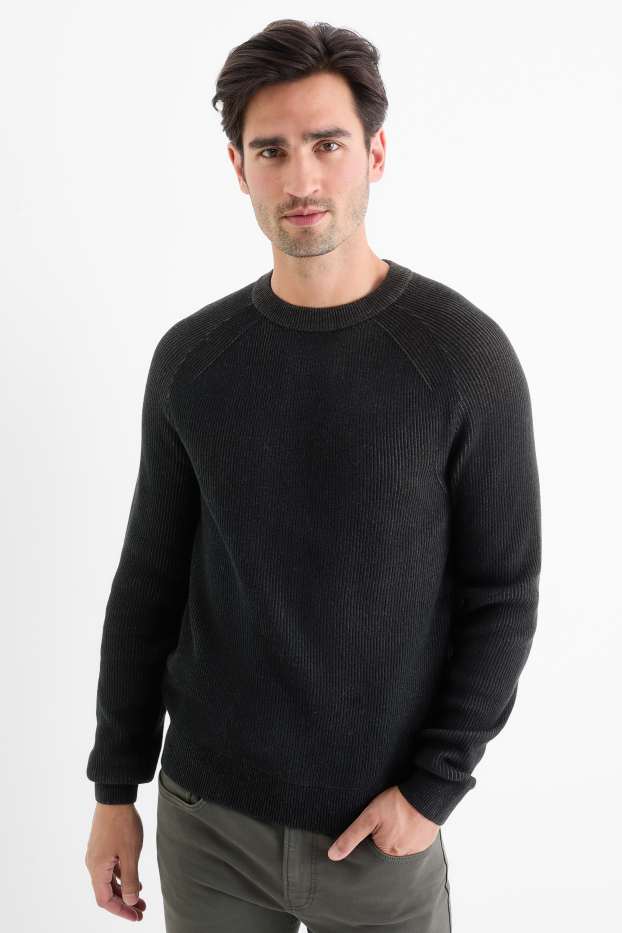 Men - Jumper - ribbed - black