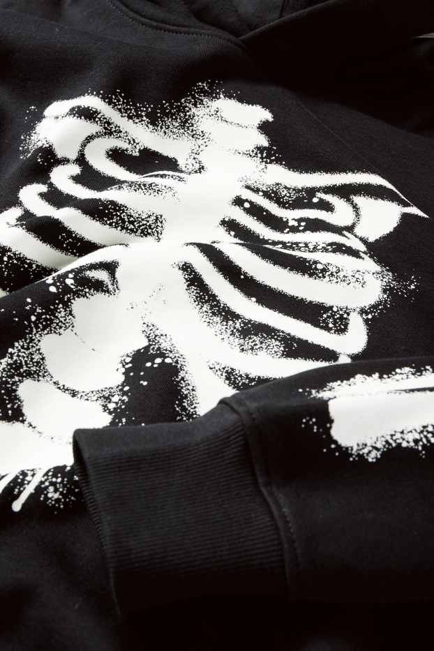 Kinder Buben - Halloween - Skelett - Hoodie - Glow in the dark - schwarz