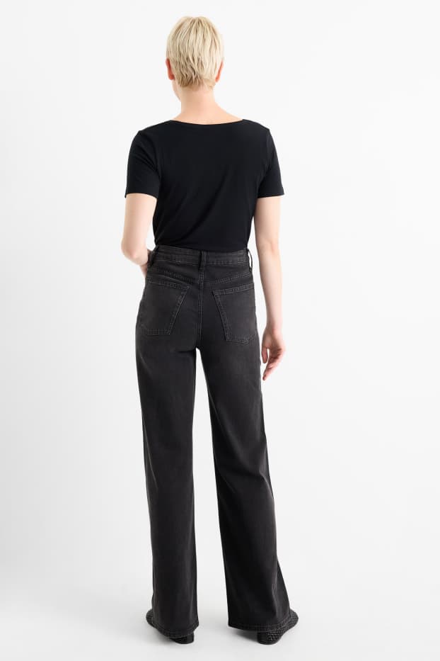 Mujer - Wide leg jeans - high waist - negro