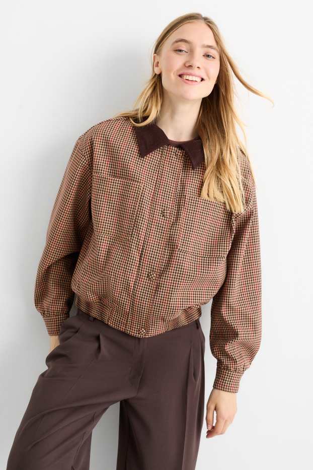 Femmes - Veste - à carreaux - beige