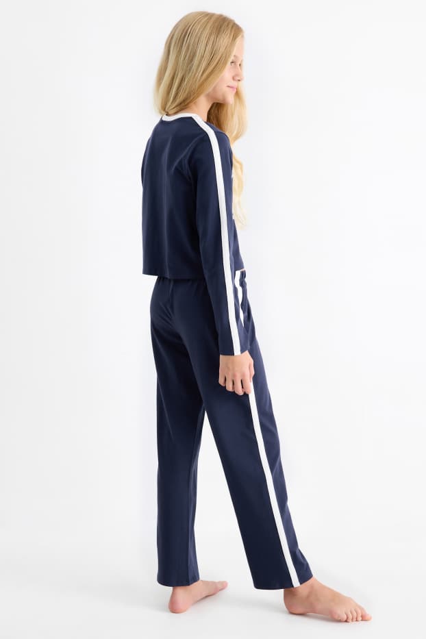 Kinder Mädchen - Boston - Pyjama - 2 teilig - dunkelblau